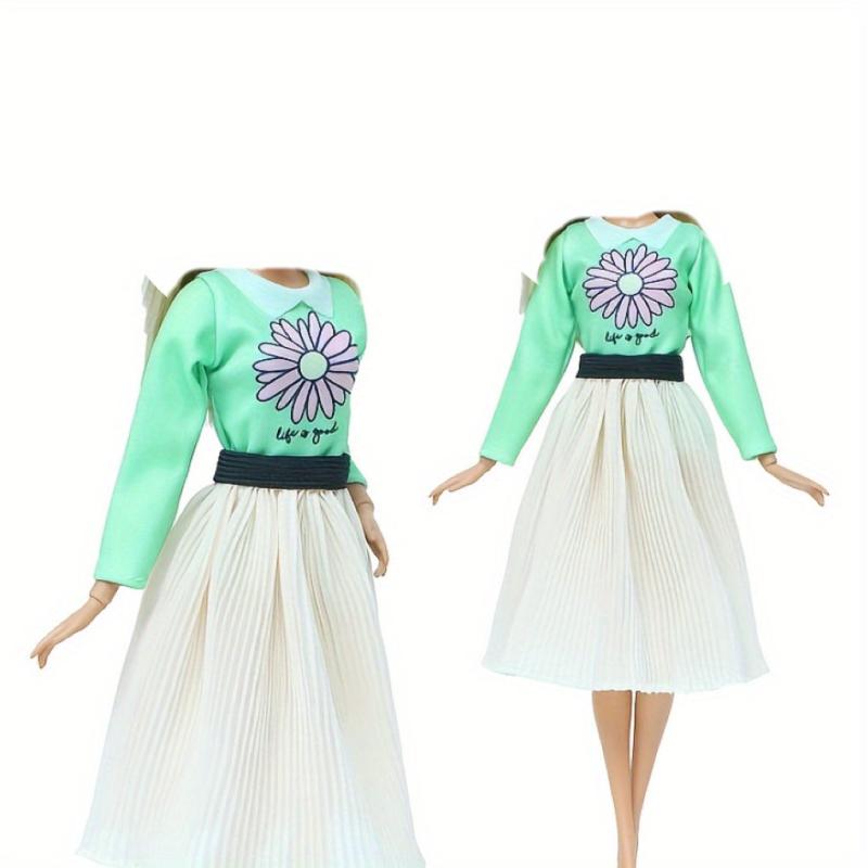 Multicolor Outfit Wave Point Dress Shirt Denim Grid Skirt for 11 8 Inch Doll