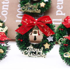 1/12 Dollhouse Christmas Wreath with Bell Bow Rattan Circle Scene