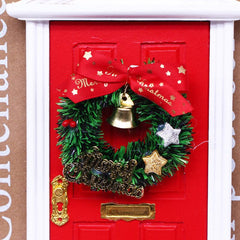 1/12 Dollhouse Christmas Wreath with Bell Bow Rattan Circle Scene