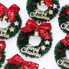 1/12 Dollhouse Christmas Wreath with Bell Bow Rattan Circle Scene
