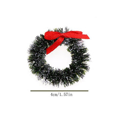 1/12 Dollhouse Christmas Wreath with Bell Bow Rattan Circle Scene