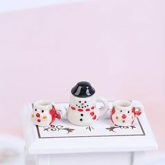 1:12 Dollhouse Christmas Ceramics Cups & Pot Set Doll Coffee Tea Cup