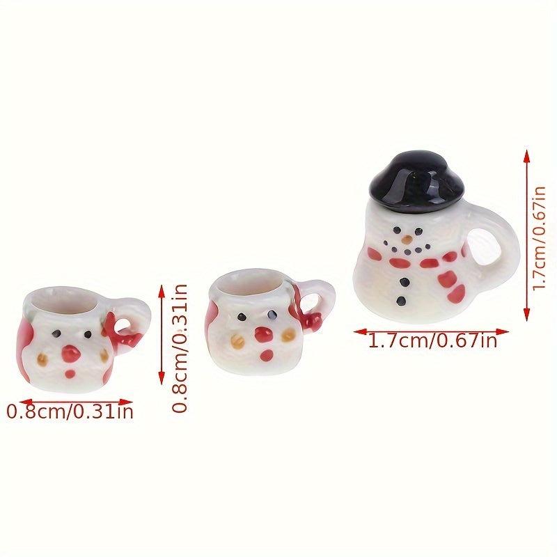 1:12 Dollhouse Christmas Ceramics Cups & Pot Set Doll Coffee Tea Cup
