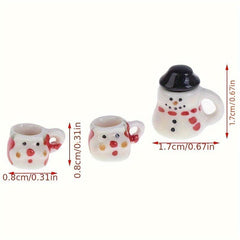 1:12 Dollhouse Christmas Ceramics Cups & Pot Set Doll Coffee Tea Cup