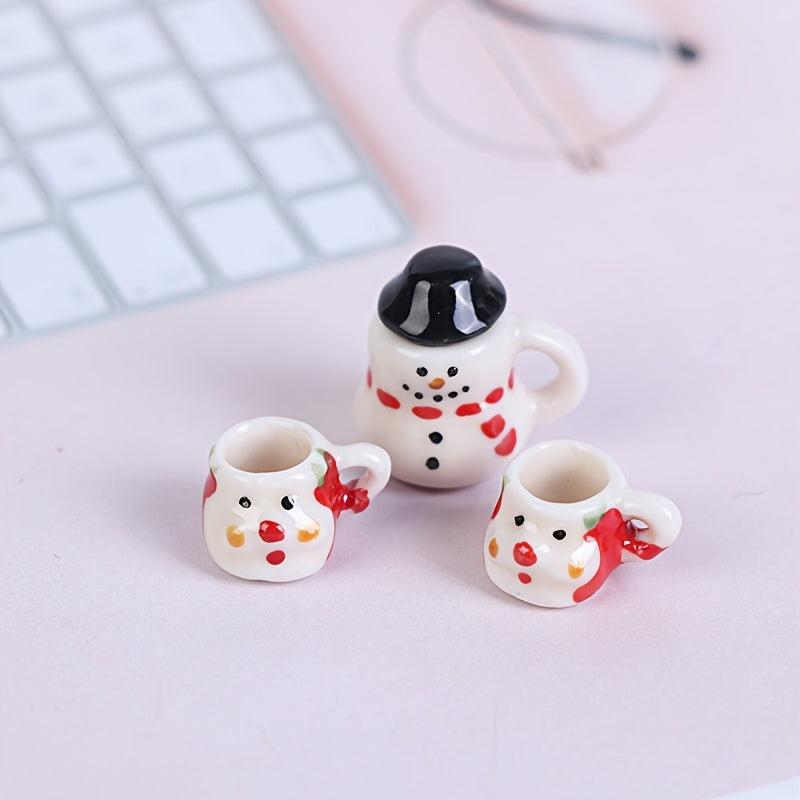 1:12 Dollhouse Christmas Ceramics Cups & Pot Set Doll Coffee Tea Cup