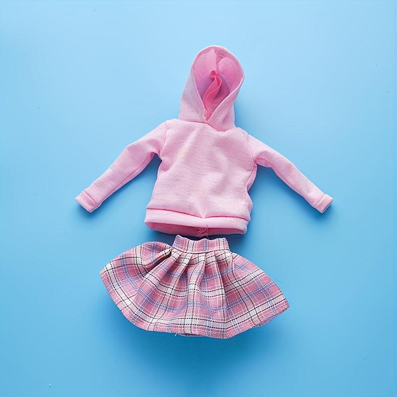Dolls Outfits Top Hoodies Pleated Skirts Set For 11.5 Inch Doll Accessories