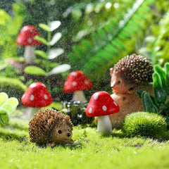 6pcs Fairytale Garden Animal Figurines Hedgehog Mushroom Flower Pots