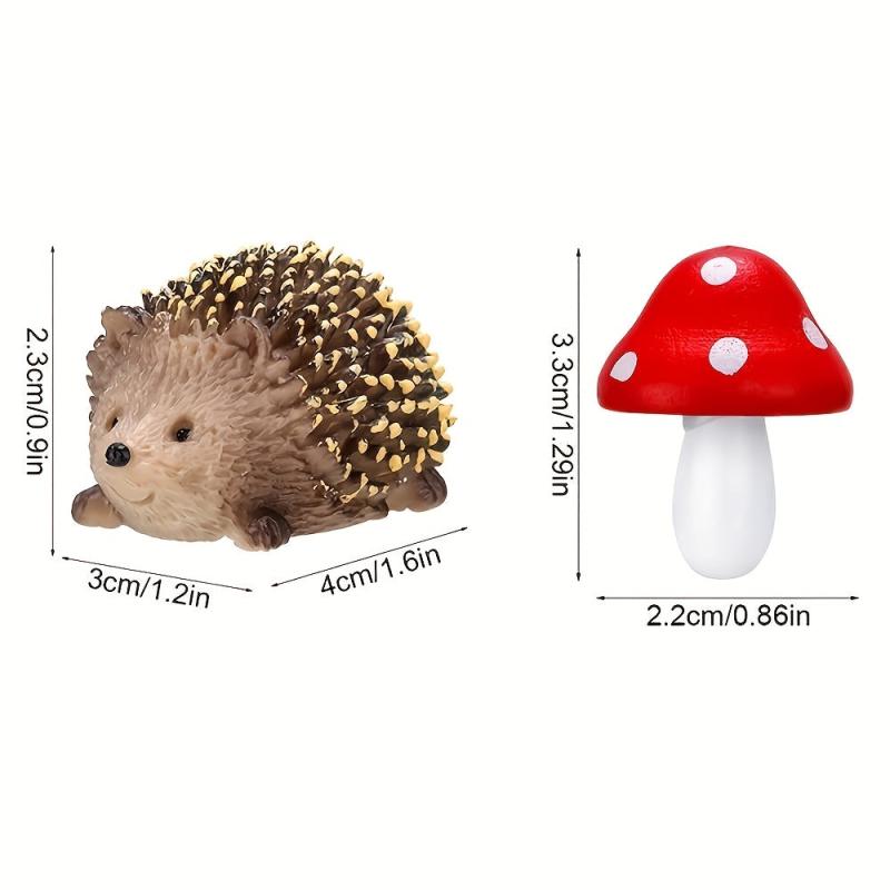 6pcs Fairytale Garden Animal Figurines Hedgehog Mushroom Flower Pots