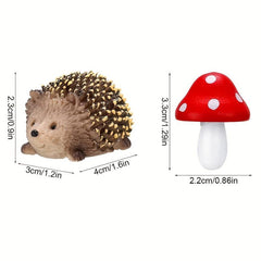 6pcs Fairytale Garden Animal Figurines Hedgehog Mushroom Flower Pots