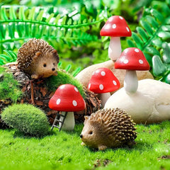 6pcs Fairytale Garden Animal Figurines Hedgehog Mushroom Flower Pots