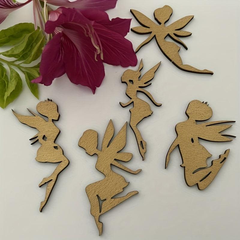 5pcs Wooden Fairy Craft Shapes for Kids' Furniture Miniatures