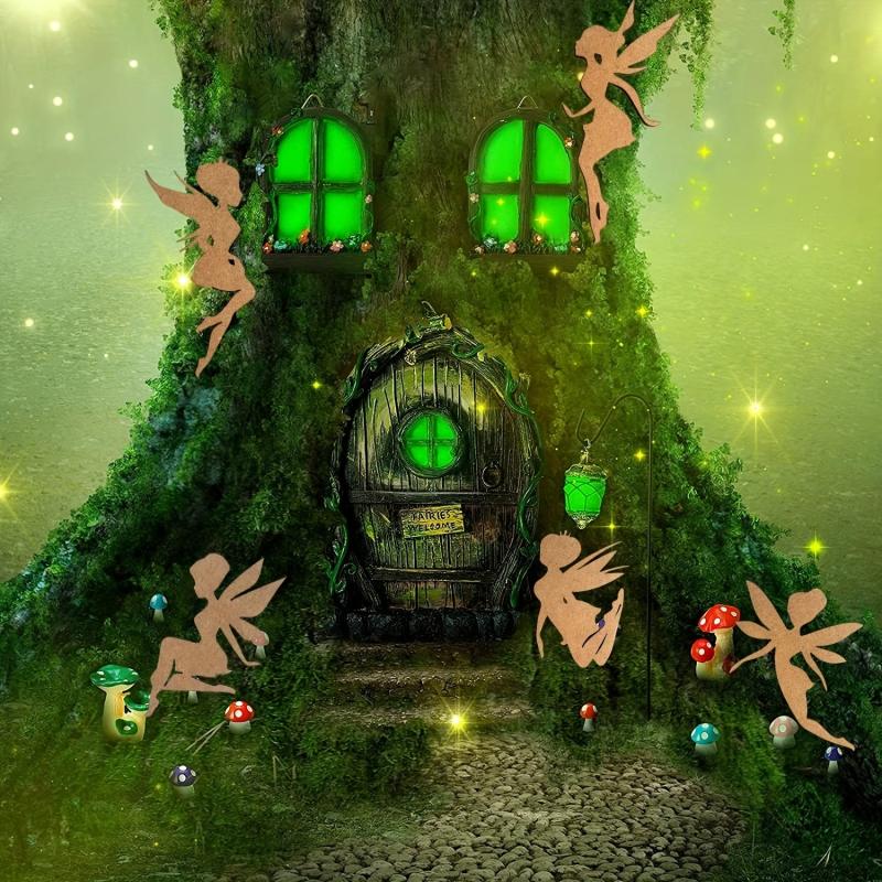 5pcs Wooden Fairy Craft Shapes for Kids' Furniture Miniatures