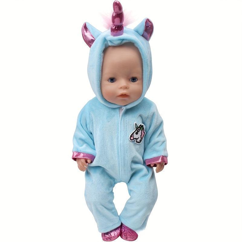 18 Inch Doll Jumpsuit Shoes 2pc Costume Unicorn Cat Suit Gift Christmas
