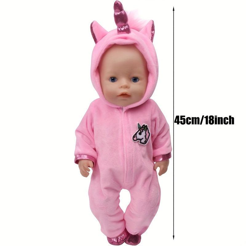 18 Inch Doll Jumpsuit Shoes 2pc Costume Unicorn Cat Suit Gift Christmas