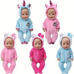 18 Inch Doll Jumpsuit Shoes 2pc Costume Unicorn Cat Suit Gift Christmas