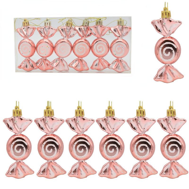 6pcs Christmas Electroplated Colorful Candy Decoration Gift