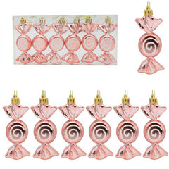 6pcs Christmas Electroplated Colorful Candy Decoration Gift