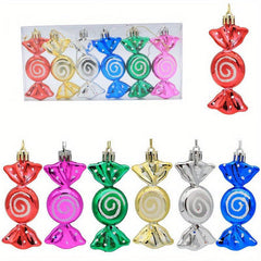 6pcs Christmas Electroplated Colorful Candy Decoration Gift