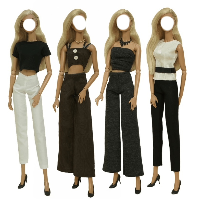 Office Lady Doll Clothes Set for 29-97 cm Dolls - Shirt Wide Leg Trousers Pants