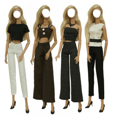 Office Lady Doll Clothes Set for 29-97 cm Dolls - Shirt Wide Leg Trousers Pants