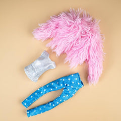 Winter Fur Vest Coat Dress Outfit For 11 Inch Dolls