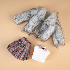 Winter Fur Vest Coat Dress Outfit For 11 Inch Dolls