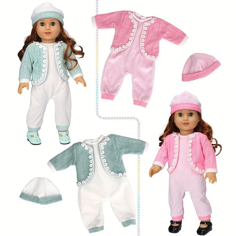 Jacquard Weave Jumpsuit Outfits Cap Doll Costume Christmas