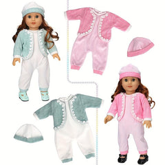 Jacquard Weave Jumpsuit Outfits Cap Doll Costume Christmas