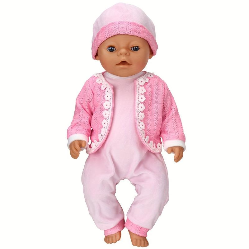 Jacquard Weave Jumpsuit Outfits Cap Doll Costume Christmas