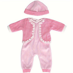 Jacquard Weave Jumpsuit Outfits Cap Doll Costume Christmas