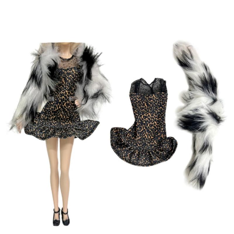 Doll Coat Multicolor Soft Fur Dress Winter Outfit Casual Wear Clothes For Doll