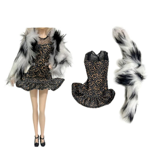 Doll Coat Multicolor Soft Fur Dress Winter Outfit Casual Wear Clothes For Doll