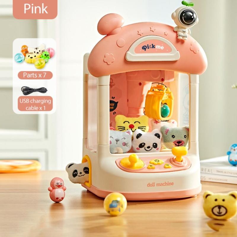 Mini Doll Claw Toy Machine Interactive Coin Game for Kids Birthday Gift
