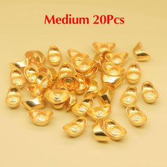 20pcs Golden Ingot Fengshui Ornament for Luck & Wealth