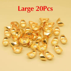 20pcs Golden Ingot Fengshui Ornament for Luck & Wealth