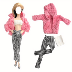 Doll Clothes Plush Jacket Fashionable Suit Long Trouseres for 29 Doll