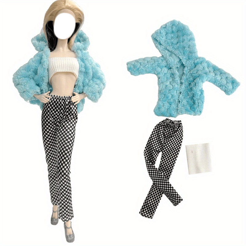 Doll Clothes Plush Jacket Fashionable Suit Long Trouseres for 29 Doll