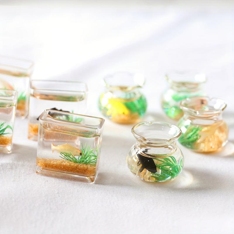 Dollhouse Glass Fish Tank Bowl Aquarium Decor Toy Doll House Accessories