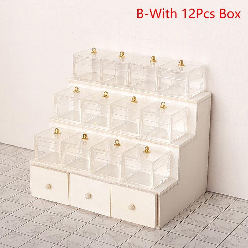 1:12 Dollhouse Display Rack Candy Box Drawer Cabinet Furniture Model Decor