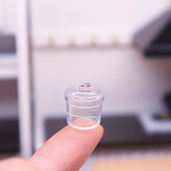 2Pcs Mini Dollhouse Sugar & Spice Jar w/Cover Kitchen Decor Glass Bottles