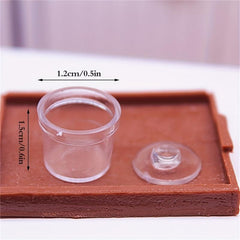 2Pcs Mini Dollhouse Sugar & Spice Jar w/Cover Kitchen Decor Glass Bottles