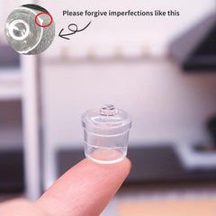 2Pcs Mini Dollhouse Sugar & Spice Jar w/Cover Kitchen Decor Glass Bottles