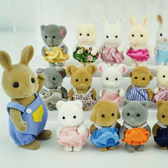 12 Simulated Forest Animals Baby Toys Rabbit Family Dolls Doll House Set
