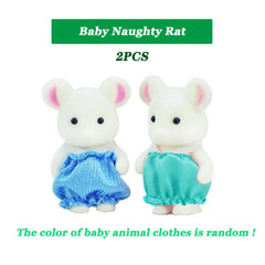12 Simulated Forest Animals Baby Toys Rabbit Family Dolls Doll House Set