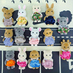 12 Simulated Forest Animals Baby Toys Rabbit Family Dolls Doll House Set