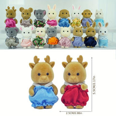 12 Simulated Forest Animals Baby Toys Rabbit Family Dolls Doll House Set