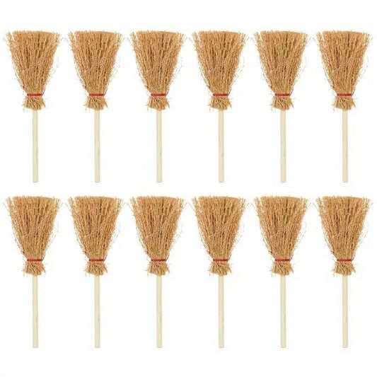 Mini Brooms Witch Straw Brooms Hanging Ornaments Halloween Party Decoration