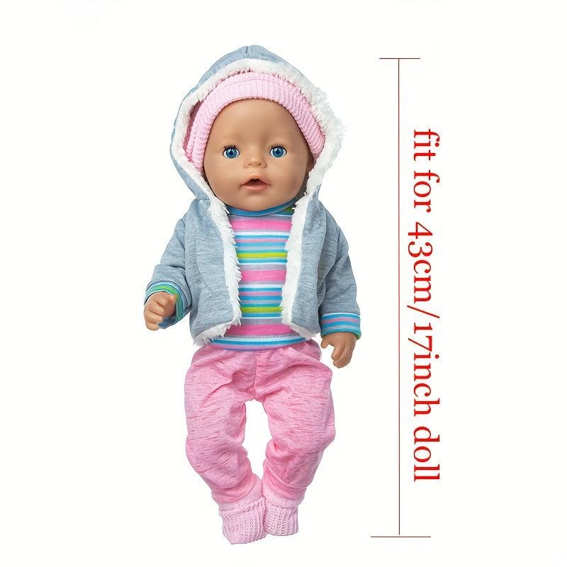 17-Inch Doll Clothes with Hats and Socks, Doll Clothing Set