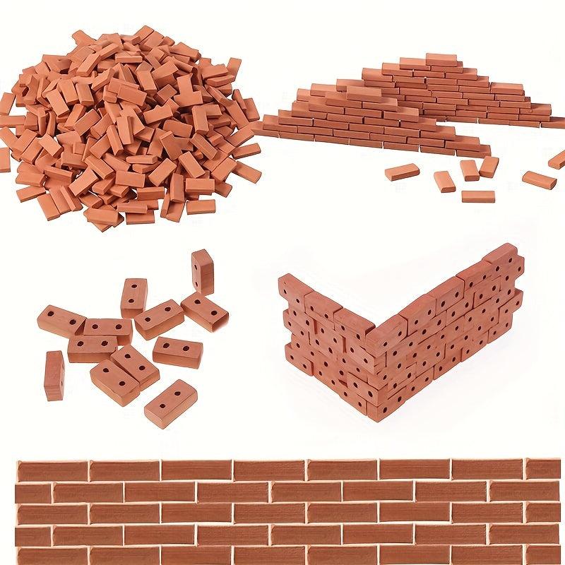 20pcs Mini Red Brick Landscape Supplies DIY Model Brick Crafts