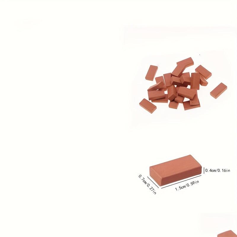 20pcs Mini Red Brick Landscape Supplies DIY Model Brick Crafts